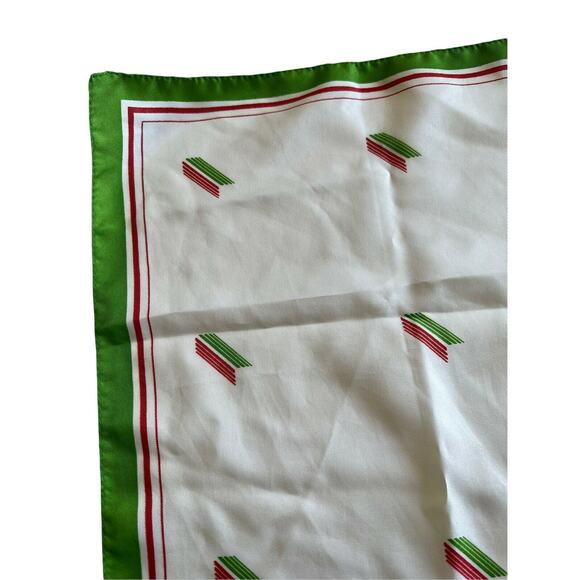 Vtg diolen Square Ivory Green Red Hand Roll Scarf made in Europe - Picture 3 of 6